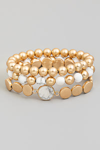 Semiprecious Stone Ball Beaded Stackable Bracelet Set