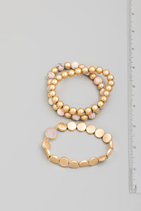 Semiprecious Stone Ball Beaded Stackable Bracelet Set