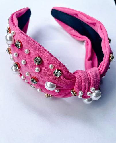 Pink Pearl and Jewel Headband