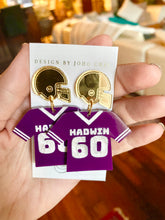 Load image into Gallery viewer, Football Jersey Personalized Earrings