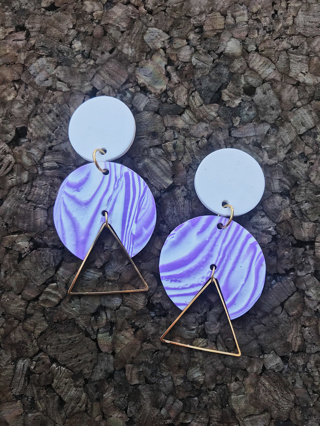 Lavender Triangular Polymer Earrings