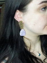 Load image into Gallery viewer, Lavender Petal Polymer Earrings