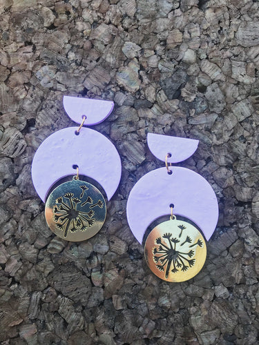 Dandelion Dreams Lavender Polymer Earrings