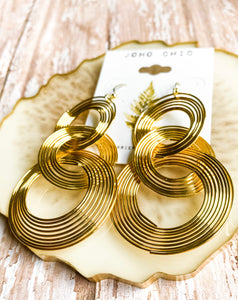 Gold Tri- Circle Earrings