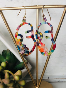 Rainbow Tortoise Shell Face Earrings