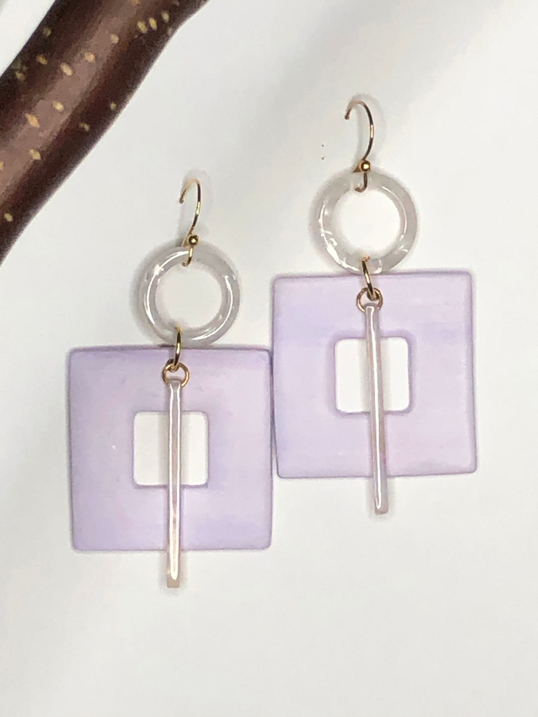 Circled Around Lavender Polymer Earrings