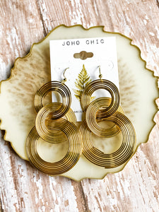 Gold Tri- Circle Earrings