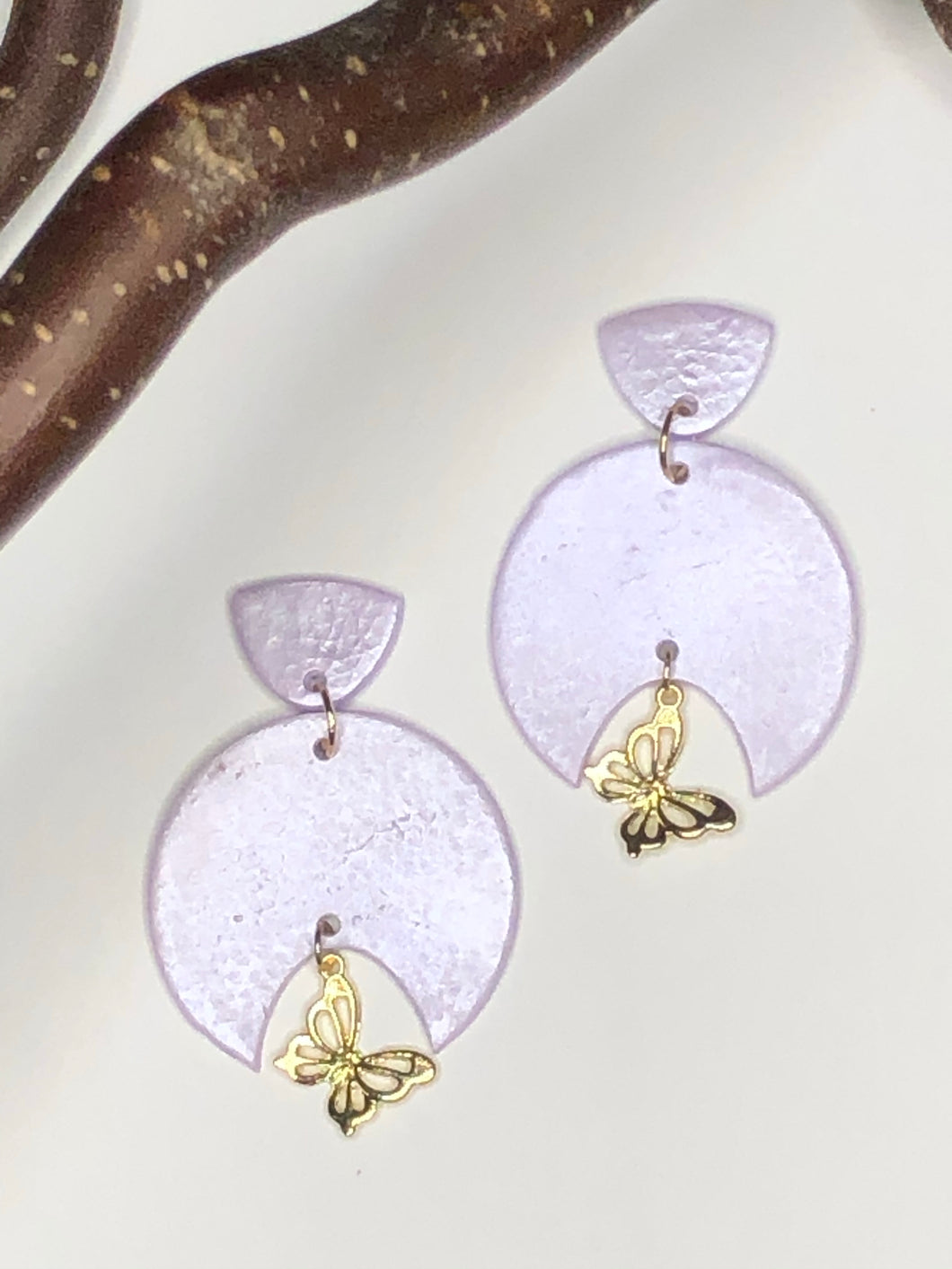 Leaf This To Us Lavender Polymer Earrings